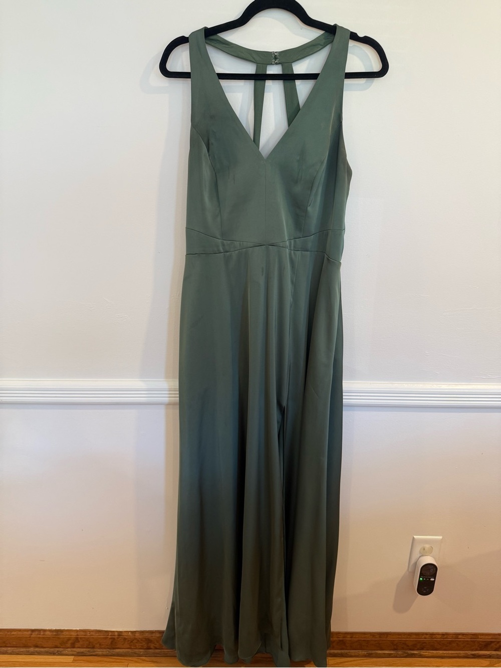 Azazie Green V-Neck Sleeveless Maxi Dress